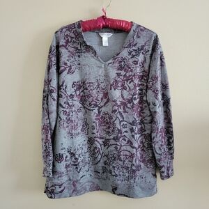 4/$15 SALE Christopher & Banks | Purple Gray V-neck Sweater Blouse P/S EUC